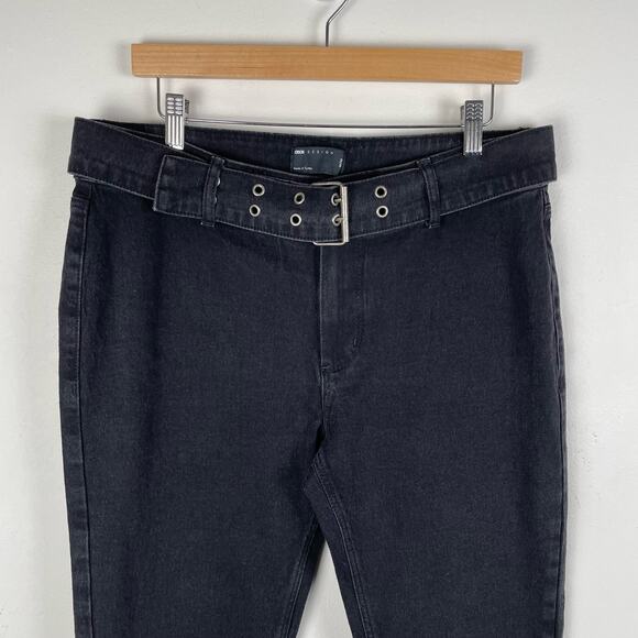 ASOS Low Rise Flare Jeans with Belt Size 34 Black Grunge Punk Emo Goth Denim - Picture 7 of 7